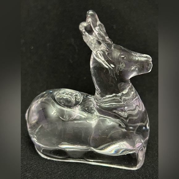 Pair of glass deer candleholders. Hold small tapered candles Christmas decor - Picture 2 of 7